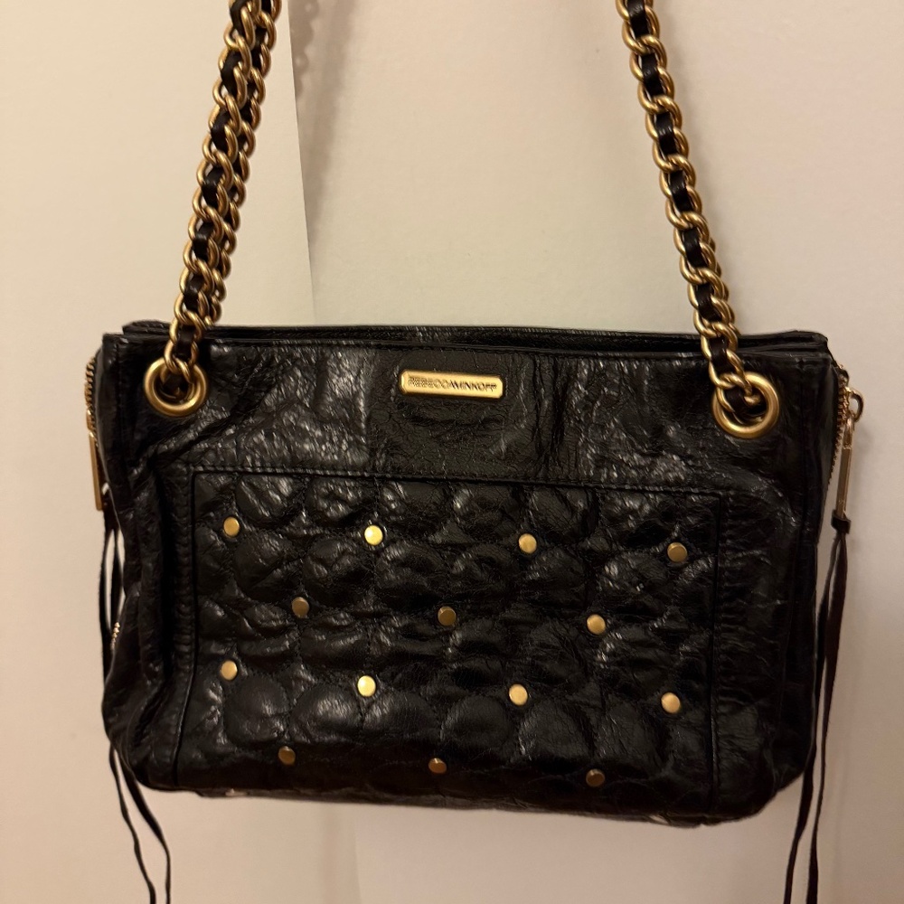 Rebecca Minkoff Circle Swing Quilted Gold Stud Chain Link Bag